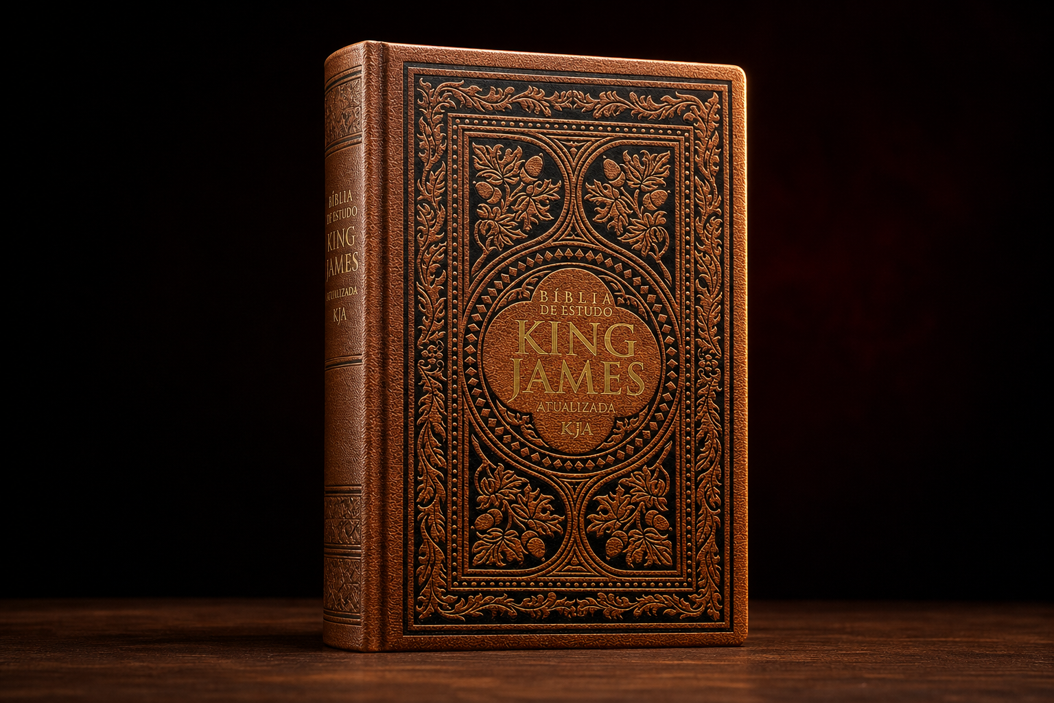 Bíblia King James de capa dura vintage fotografada em estúdio